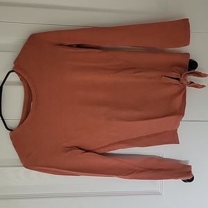 Madewell Orange/Tan Long Sleeve Cotton Tee